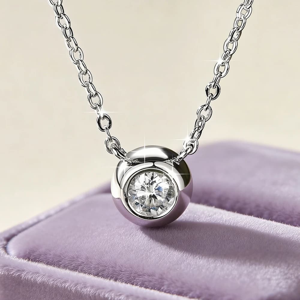 IOGOU – collier avec pendentif solitaire en or 14 carats, 5mm, 0,5 ct, rond, en Moissanite, pour fem