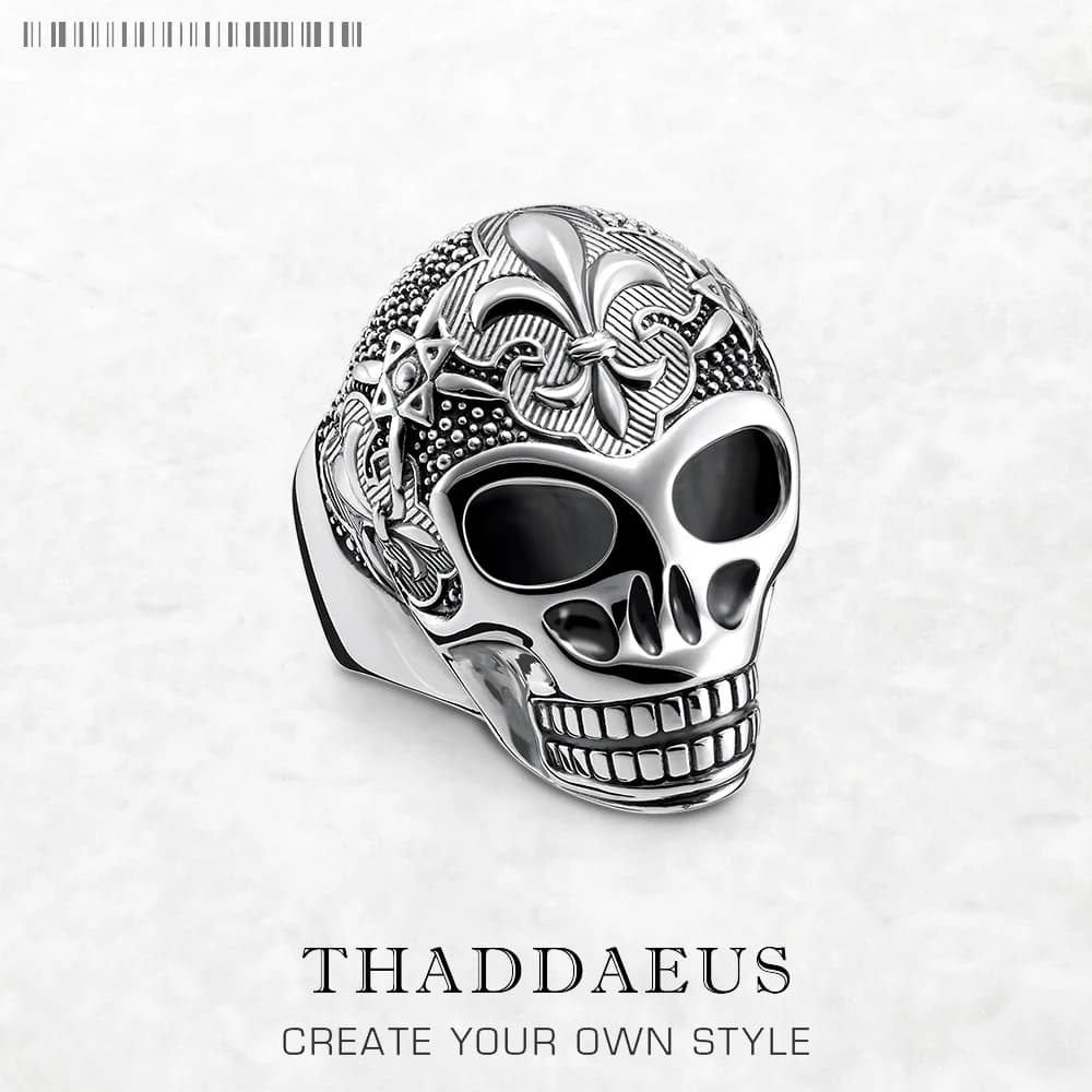 Bague crâne de lys noirci, bijoux Vintage de Style européen, bijoux fins, cadeau pour hommes et femm