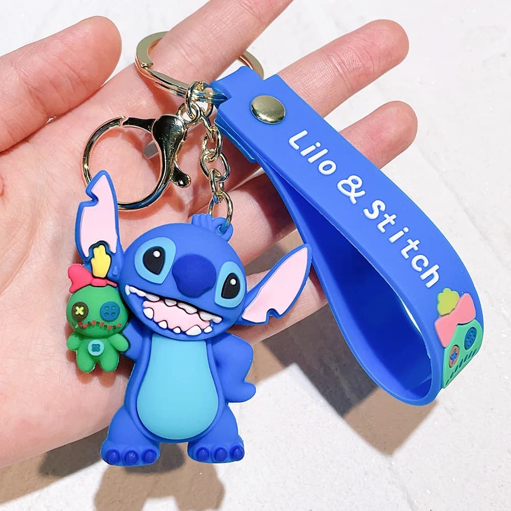 Dessin animé Disney Lilo & Stitch Silicone pendentif porte-clés pour femmes hommes Fans belle rose b