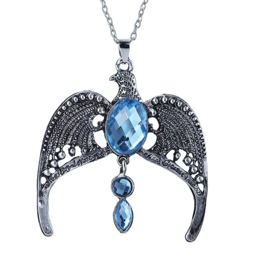 Classique collier magique collège VINTAGE aigle couronne couronne en cristal bleu pendentif collier 