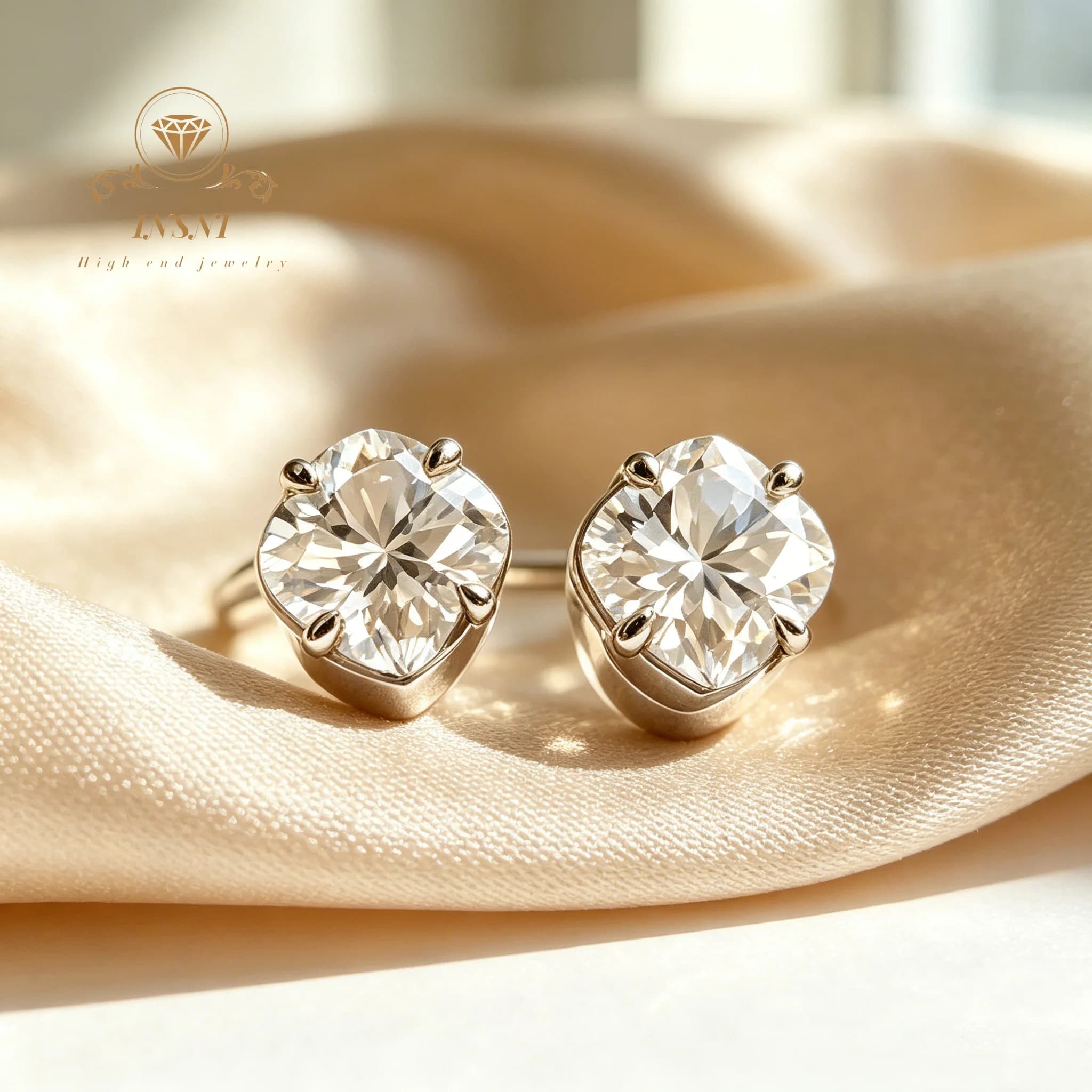 Boucles d'oreilles clous de luxe en moissanite brillante, en argent massif 925, diamants étincelants