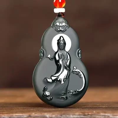 Hetian Jade sculpture Guanyin pendentif authentique Xinjiang Sapa Jade hommes Bodhisattva Fulu porte