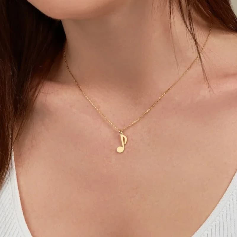 Collier chaîne en acier inoxydable, breloque Note de musique, symbole Musical, cadeau pour femme et 