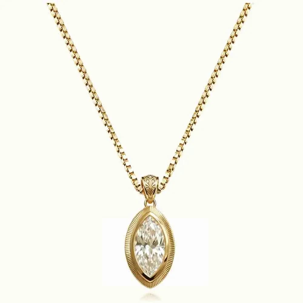 WUIHA – collier avec pendentif en argent Sterling 925, coupe Marquise, 3 CT, véritable diamant Moiss