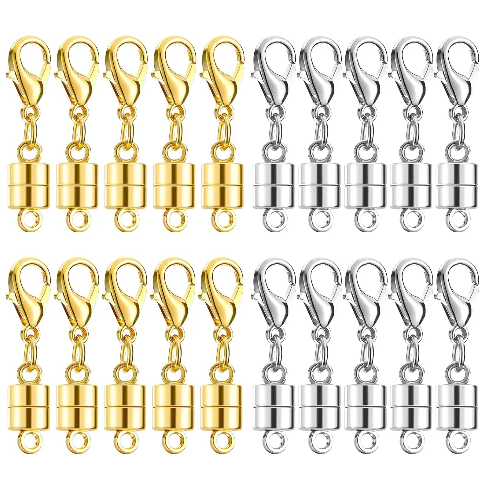 Fermoirs et attaches magnétiques pour colliers, 20 pièces, fermoirs dorés et argentés pour colliers,