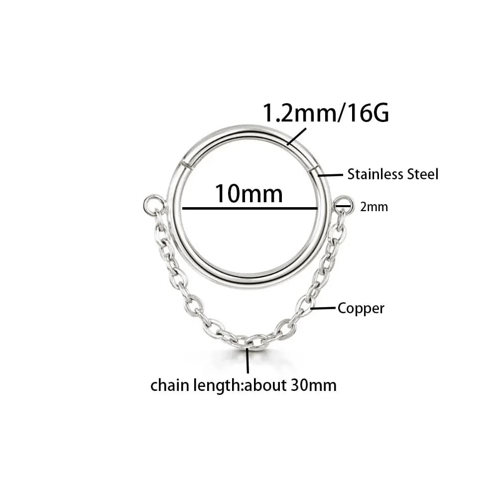 16G chaîne en acier inoxydable conque oreille Piercing articulé Clicker Segment Septum oreille annea