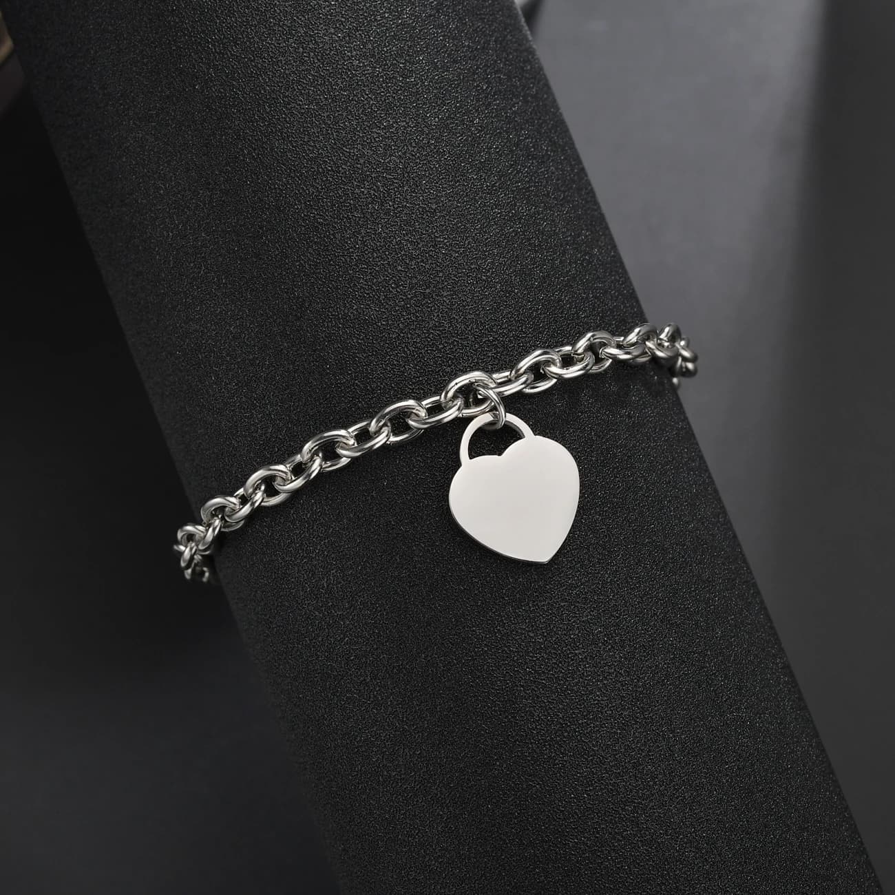Bracelet personnalisé en forme de cœur gravé, Photo avec nom personnalisé pour femmes et hommes, cha