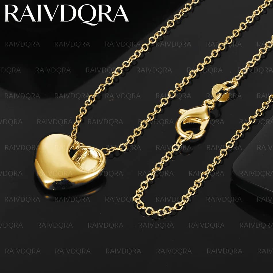Collier avec pendentif en forme de cœur plaqué or 18 carats pour femmes, cadeaux créatifs, assorti à
