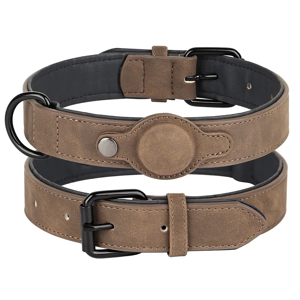 Collier pour chien en cuir PU de haute qualité, étiquette Anti-perte, réglable pour petits et moyens