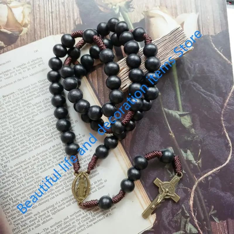 Collier chapelet en corde tissée à main, bijoux catholiques, pendentif à breloque, XX9B