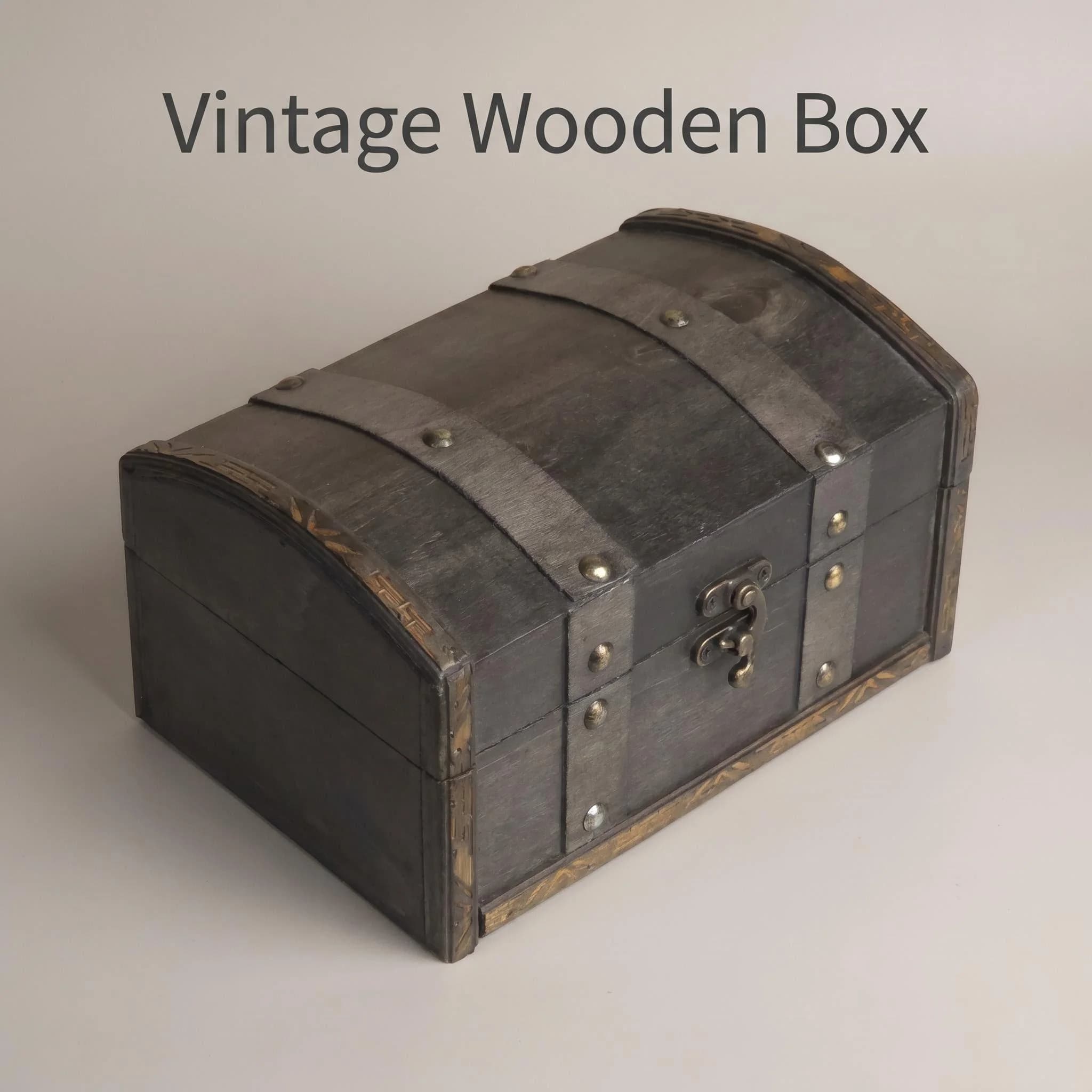 Coffret en bois vintage avec fermoir métallique, boîte de rangement rétro pour bijoux, idéal pour le