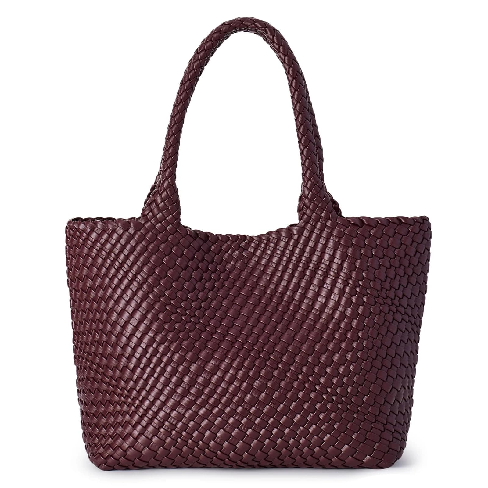 Sac fourre-tout tissé pour femme en cuir végétalien souple, sac à main tissé à la main, sac sous le 