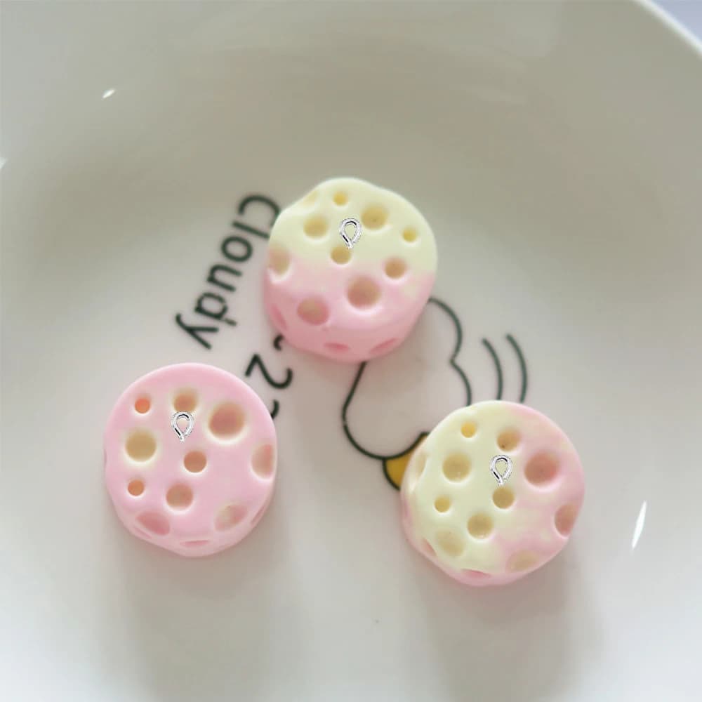 10 Breloques Rondes Série Fromage à Dos Plat pour Boucles d'Oreilles, Bracelets, Épingles à Cheveux,