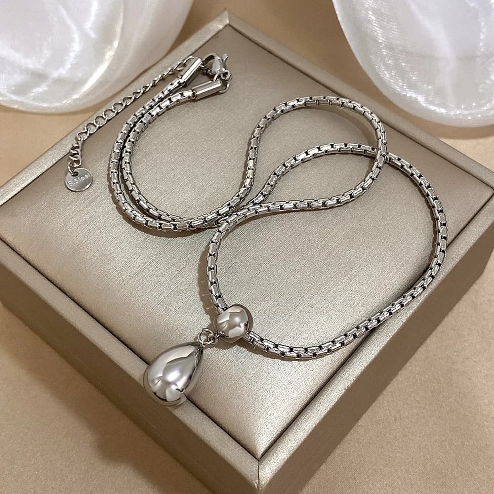 Greatera-Collier Ras du Cou en Acier Inoxydable pour Femme, Pendentif Goutte d'Eau Épaisse, Colliers