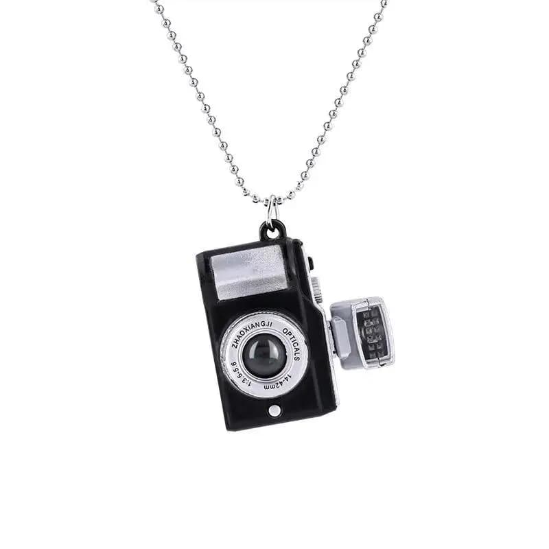 Collier d'appareil photo avec lumière Flash pour femmes et hommes, Punk, longue chaîne, pendentif d'