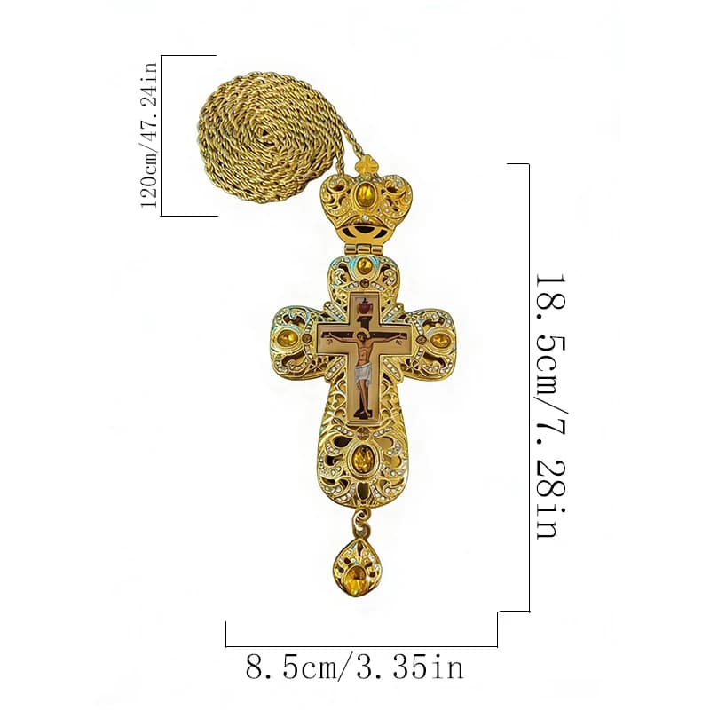 Collier pendentif croix orthodoxe classique INRI, bijou crucifix Jésus doré pour la prière en église