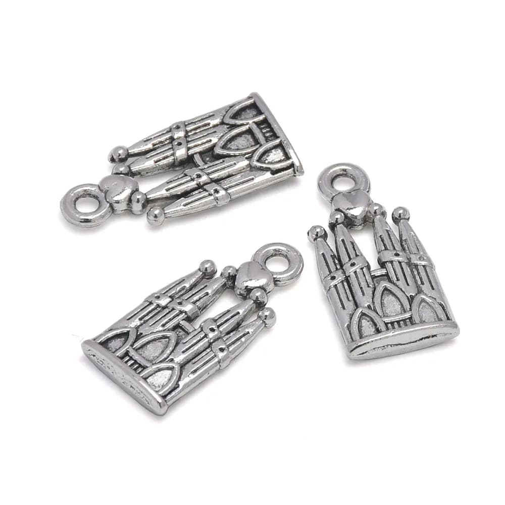 Pendentifs en argent Antique 9x19mm, 10 pièces, breloques château, chapelle, chapelle, fabrication d