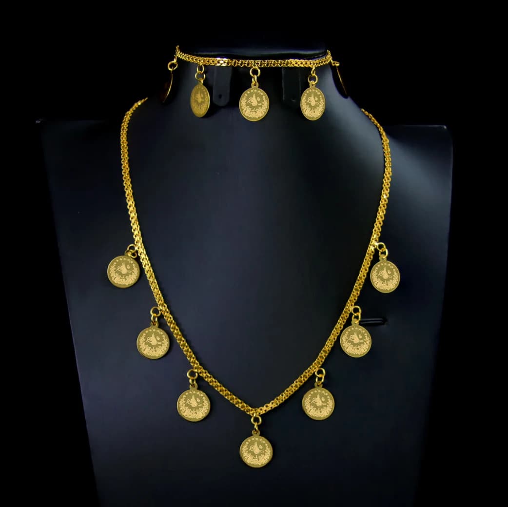 Bijoux de mariage de mariée arabe plaqué or 21 carats, ensemble de pièces de monnaie turques, collie