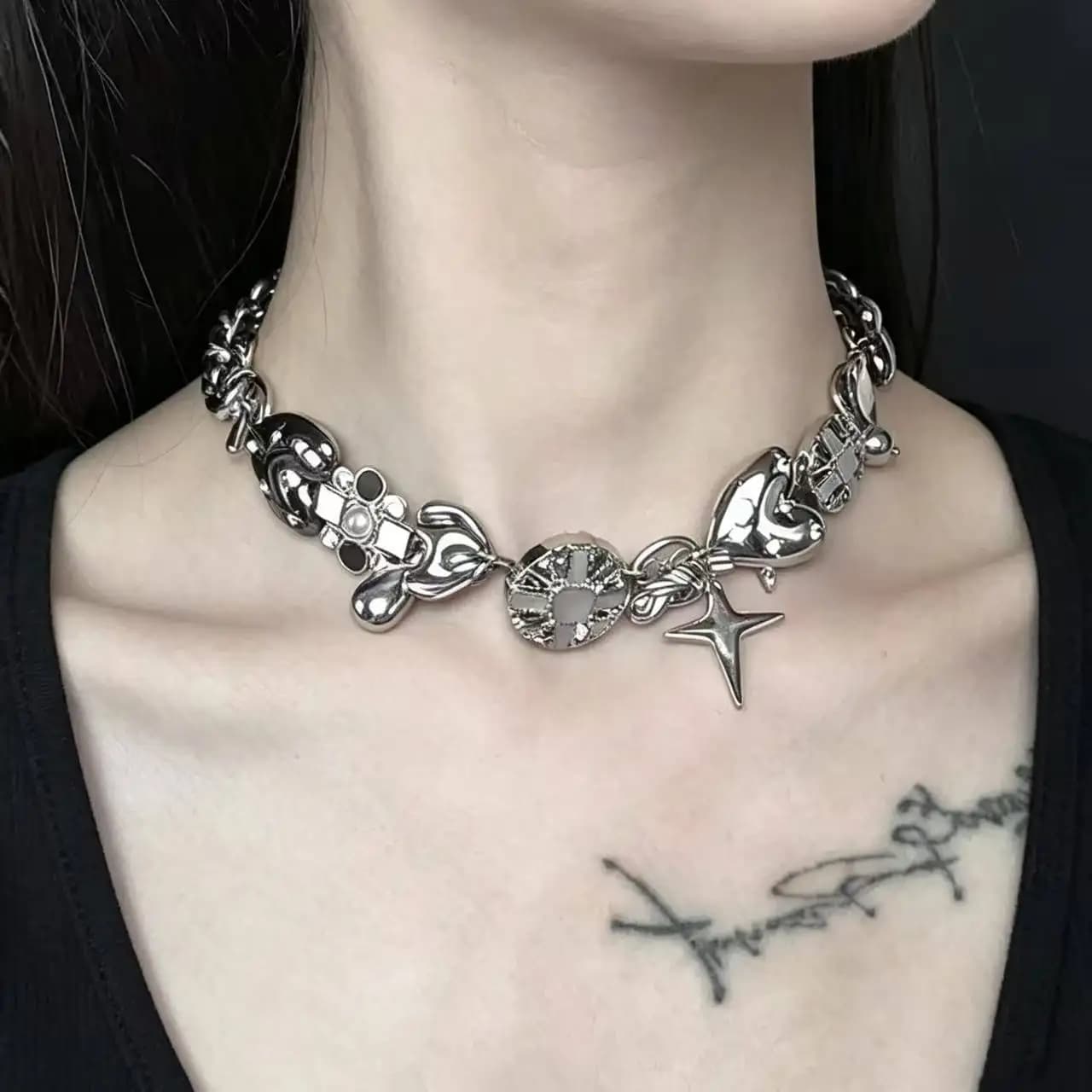Collier ras du cou tendance pour femme, collier étoile gothique en alliage, bijoux fantaisie, vente 