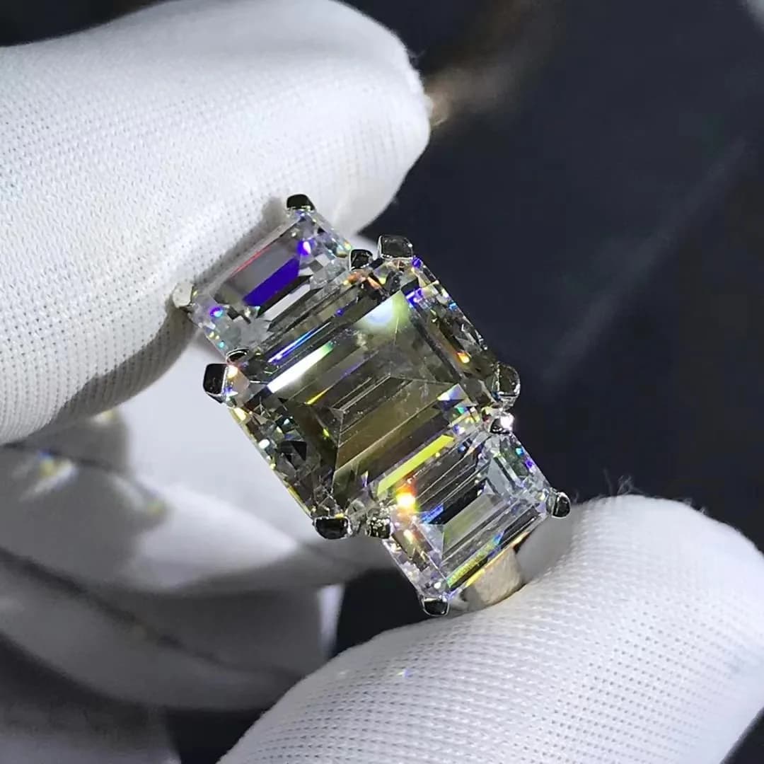 WUIHA – bague de cocktail en argent Sterling 925, 5 CT, coupe émeraude, couleur G, saphir de laborat
