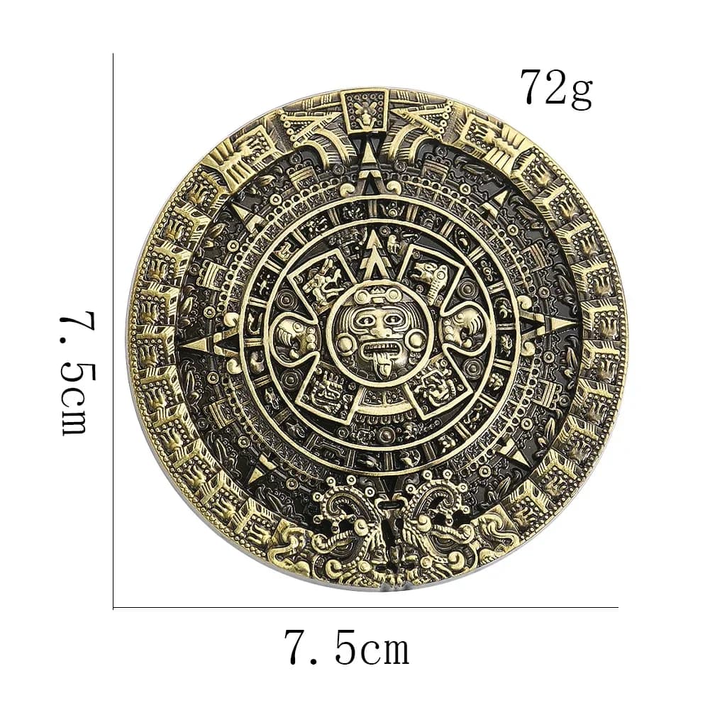 Boucle de ceinture de Style maya avec pierre de calendrier aztèque ronde en relief, accessoire en cu