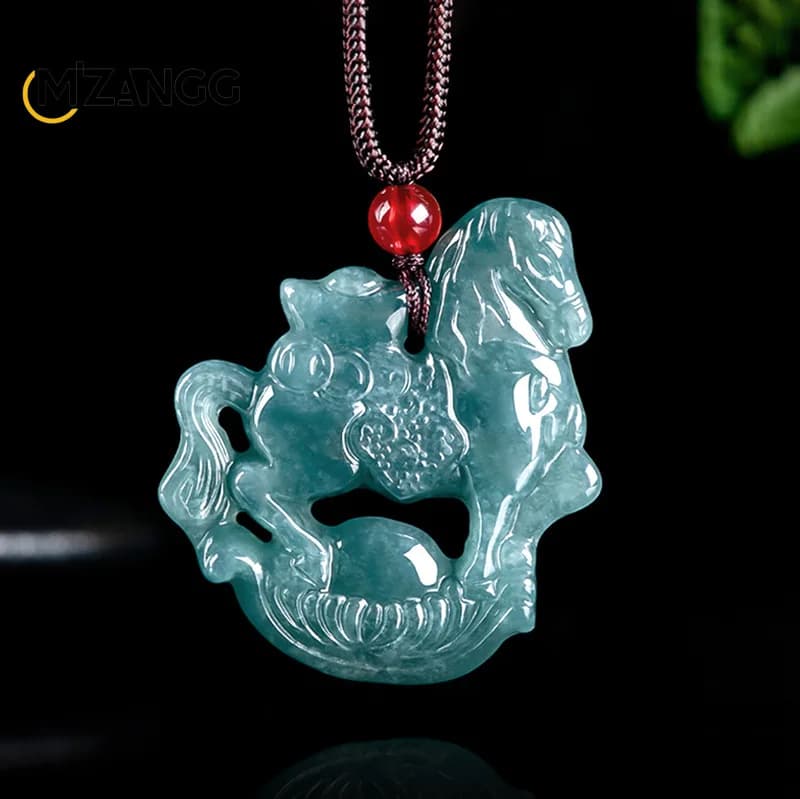 Naturel A marchandises jadéite bleu eau Yuan BMW pendentif exquis luxe richesse Jade collier hommes 