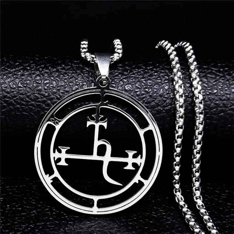 Collier de sceau de démon en acier inoxydable pour hommes et femmes, document en argent, Satan LILIT