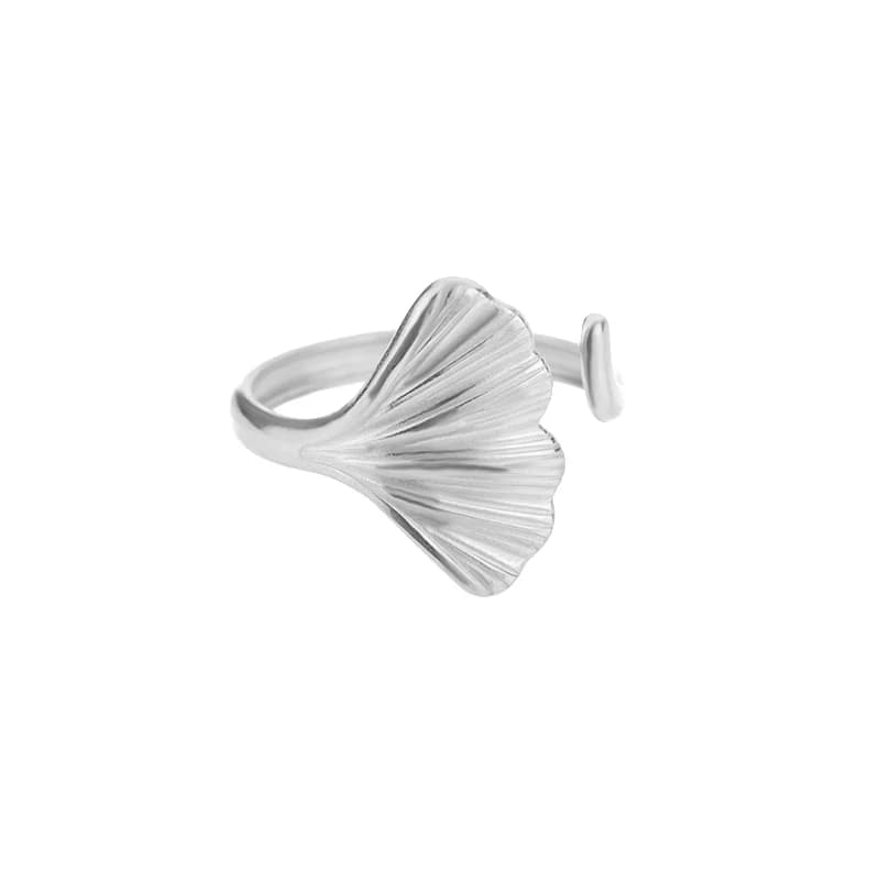 Bagues en forme de feuille de Ginkgo pour femmes, couleur or, en acier inoxydable, réglable, bijoux 