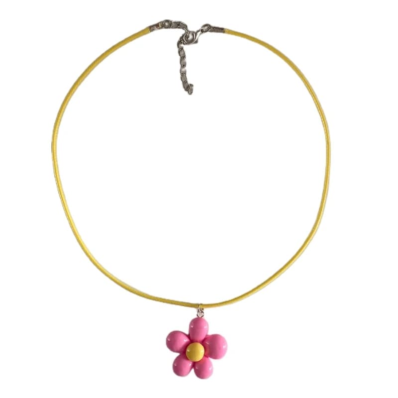 Collier pendentif fleur 3D coloré, bijoux de cou à la mode, ULlégère, confortable pour les objets
