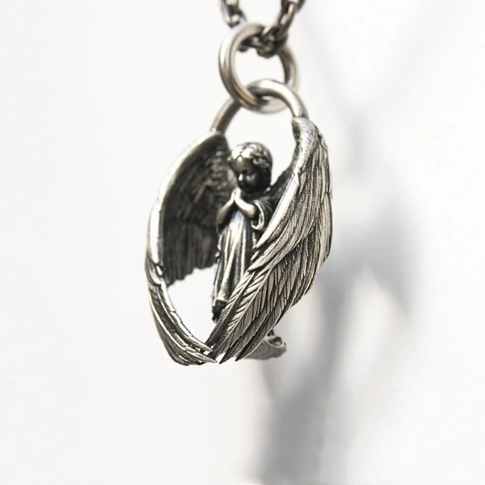Pendentif ange gardien de prière de personnalité Vintage, accessoires de bijoux hip-hop punk à la mo