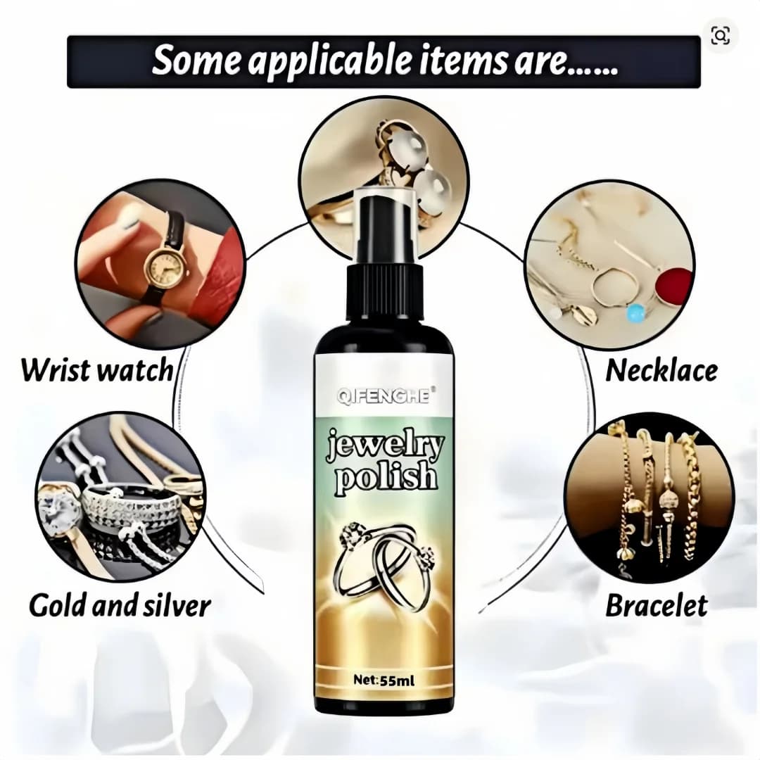 QIFENGHE Spray Nettoyant et Polissant pour Bijoux 100ml, Anti-ternissement pour Or, Argent, Diamants