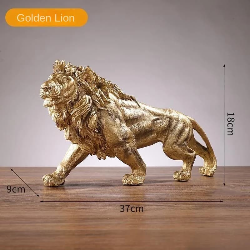 Statue en résine du Roi Lion Doré, sculpture animale, art, décoration de bureau à domicile, décorati