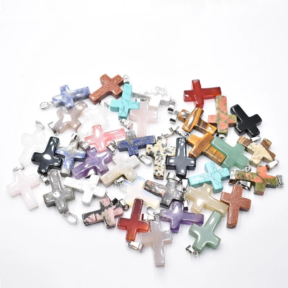 Pendentifs croix assortis en pierre naturelle, améthystes, breloques adaptées à la présidence, fabri