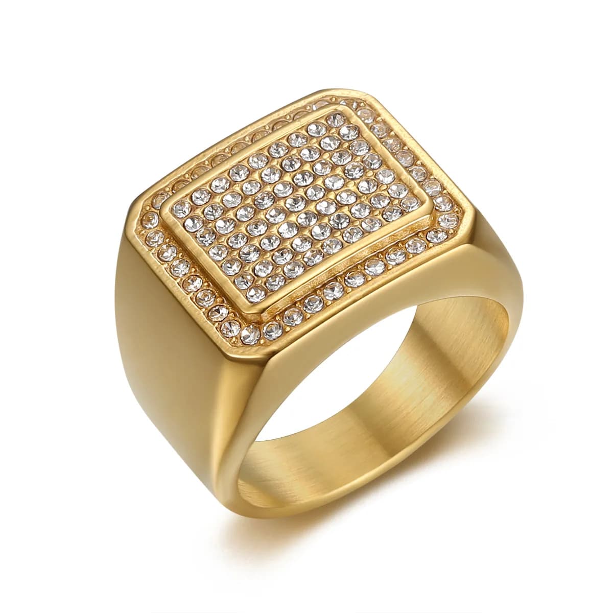 Bague Hip Hop en acier inoxydable pour hommes, sans rouille, de haute qualité, Punk, plein de strass
