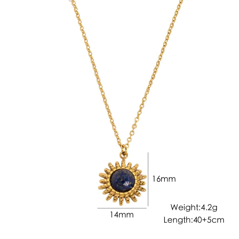 V. Collier en acier inoxydable, série Lapis Lazuli, 9 styles, pierres naturelles, fabrication de bij