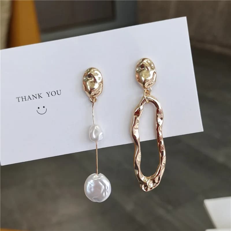 LATS – boucles d'oreilles asymétriques en perles baroques, élégantes, pour dames et filles, personna