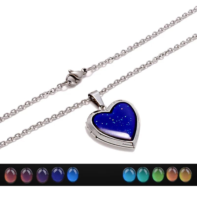 Pendentif médaillon en forme de cœur, collier d'humeur, émotion pour femmes et hommes amoureux, cadr