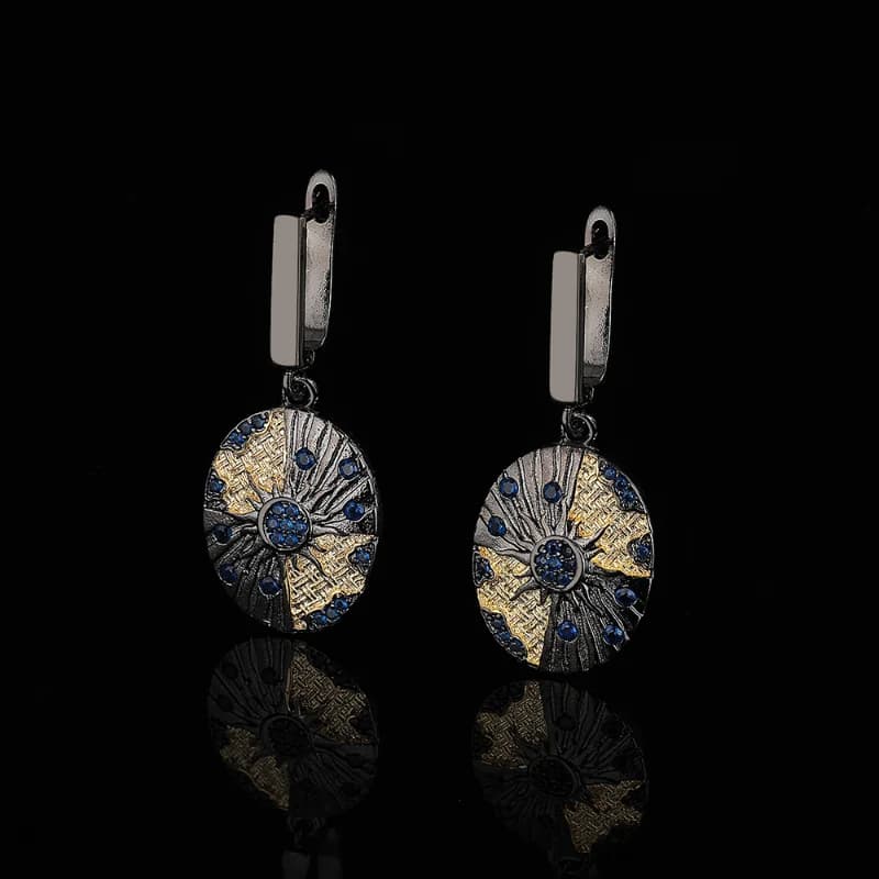 Bijoux en or noir de haute qualité, cadeau d'anniversaire, mode étoile lune Zircon, boucles d'oreill