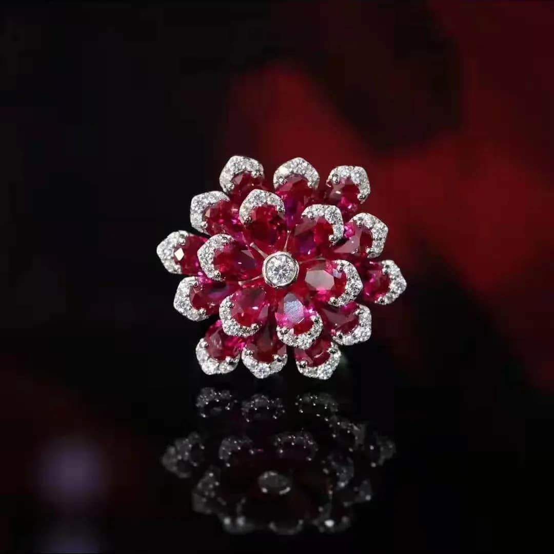 Nouvel ensemble de bijoux floraux de Foyejaf - collier, boucles d'oreilles pendantes bleu roi luxueu