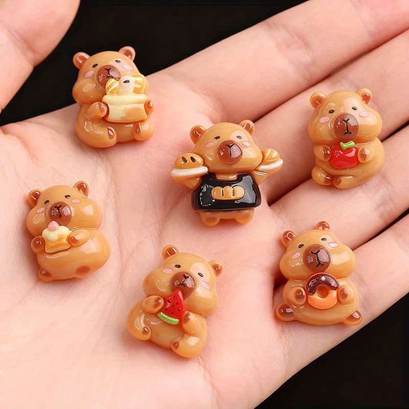 Lot de 6 Aimants de Réfrigérateur Gourmands en Résine Capybara pour Réfrigérateurs et Tableaux d'Aff