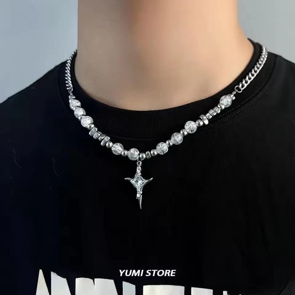 Hip Hop Imitation perle croix collier pour hommes femmes tendance titane acier collier chaîne Kpop p