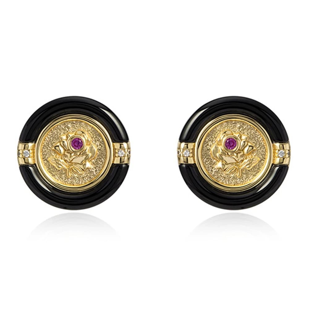 Vinregem-Boucles d'oreilles en argent regardé 925 plaqué or 18 carats, Agate adrenhigh Carbon Diamon