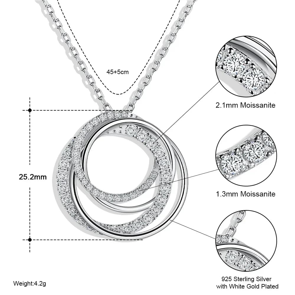 Collier pendentif Moissanite complet pour femme, plaqué or blanc 18 carats, diamant de laboratoire e