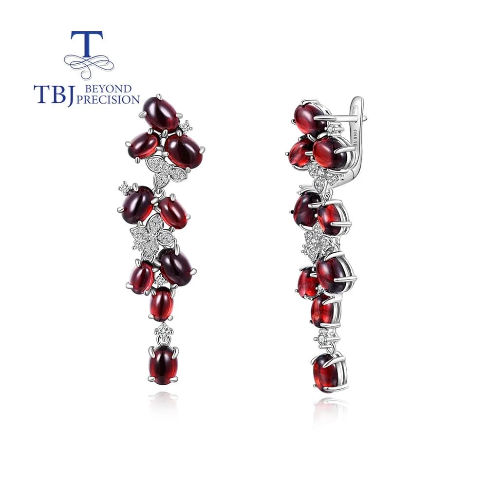 Boucles d'oreilles longues en grenat naturel de luxe 2026, bijoux haut de gamme pour femmes, pour an