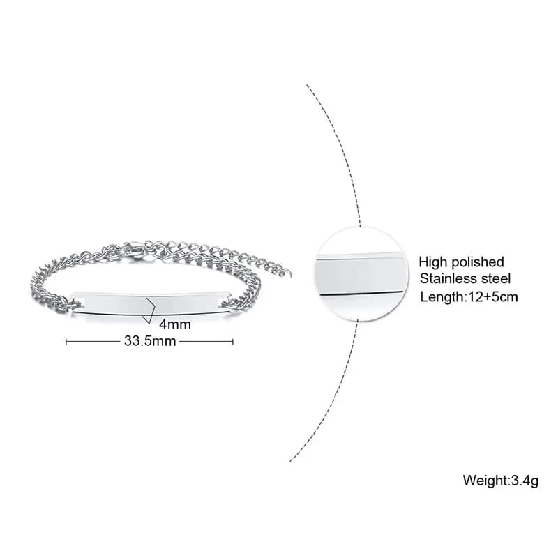 Bracelet personnalisé en acier inoxydable pour nouveau-né, bijoux personnalisés, nom personnalisé, I