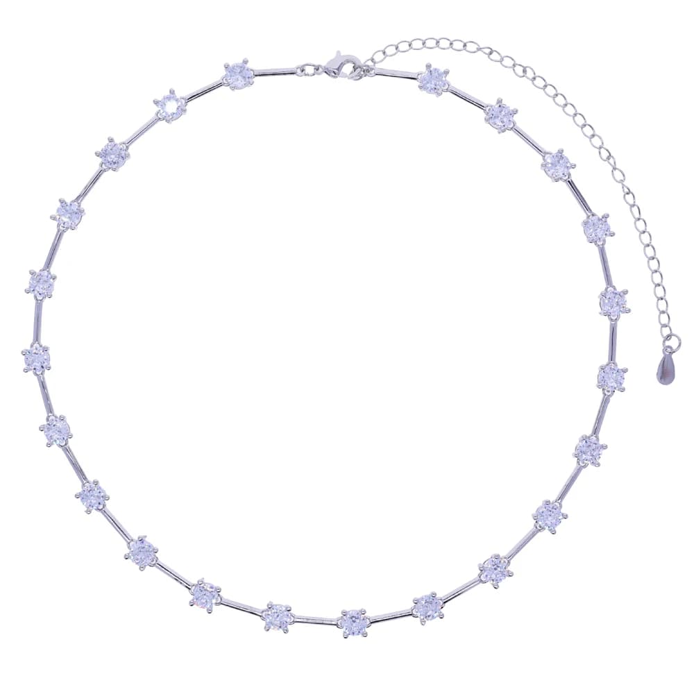 Nouveau Design de mode géométrie Bling ovale CZ collier ras du cou Lariat longue barre larme Y forme