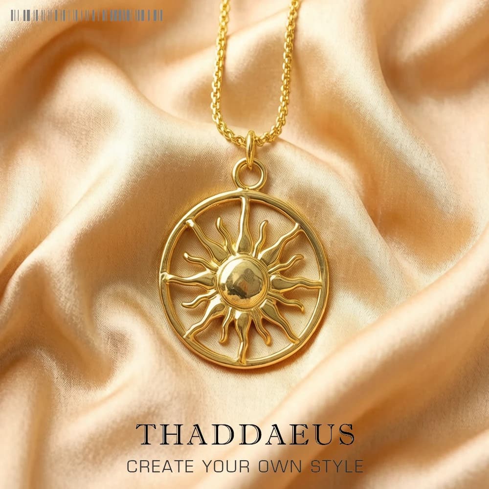 Collier pendentif couleur or soleil, chaîne à maillons, Bijoux ethniques à la mode, Style européen, 