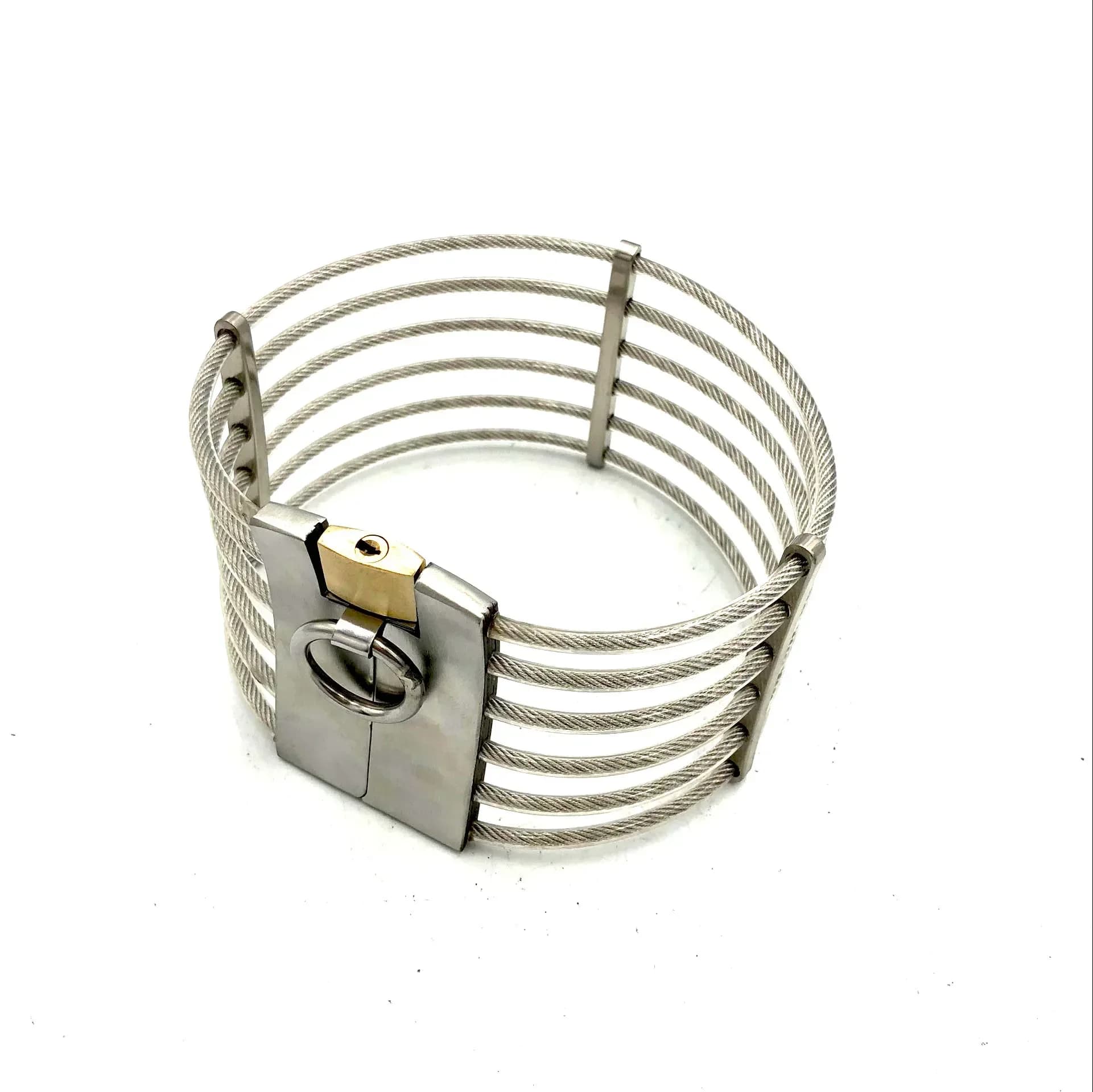 Collier de cou verrouillable en acier inoxydable, contraintes de Bondage, ras du cou en fil, Posture