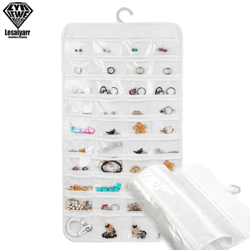 72 poches bijoux suspendus PVC stockage support organisateur boucle d'oreille sac pochette affichage