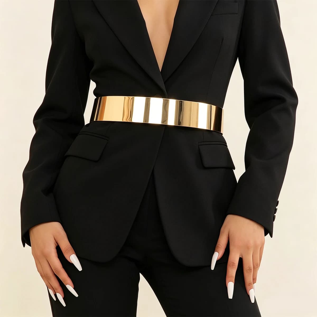 Ceinture classique en métal doré, chaîne de taille réglable tendance, ceinture élégante pour robe, b